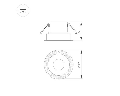 Корпус PLURIO-BASE-BUILT-TRIMLESS-R120 (WH, 1-2, 200mA) 030271 Arlight