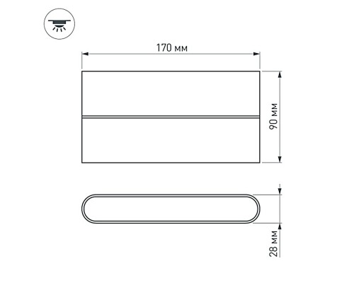Светильник SP-WALL-FLAT-S170x90-2x6W Warm3000 (GR, 120 deg, 230V) 032412 Arlight