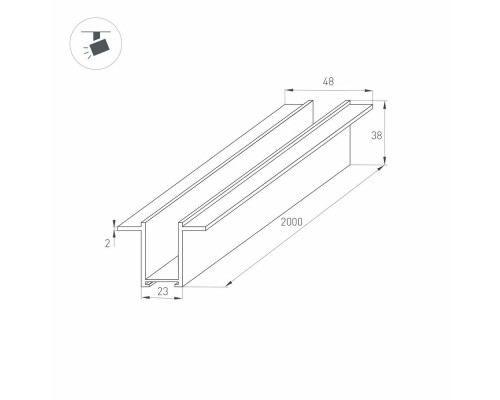 Трек встраиваемый MAG-TRACK-2538-F-2000 (BK) 033244 Arlight