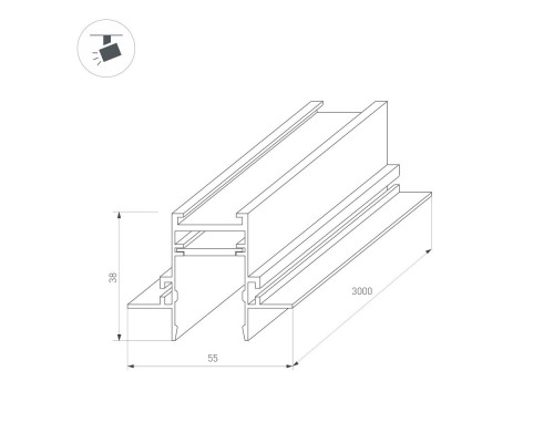 Трек встраиваемый MAG-TRACK-2538-FDW-3000 (BK) 033459 Arlight