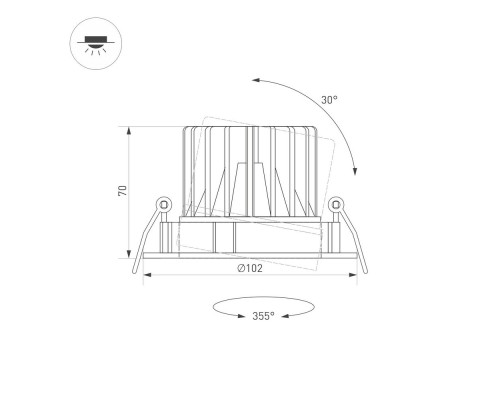 Светильник MS-FORECAST-BUILT-TURN-R102-12W Warm3000 (BK-BK, 32 deg, 230V) 035453 Arlight Светильник MS-FORECAST-BUILT-TURN-R102-12W Warm3000 (BK-BK, 32 deg, 230V) 035453 Arlight