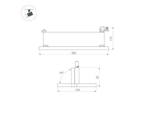 Светильник LGD-MARS-4TR-S582x138-50W White6000 (WH, 60-130 deg, 230V) 035498 Arlight