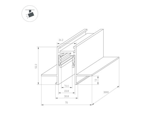 Трек встраиваемый MAG-ORIENT-TRACK-2652-FDW-3000 (WH) 035798 Arlight Трек встраиваемый MAG-ORIENT-TRACK-2652-FDW-3000 (WH) 035798 Arlight