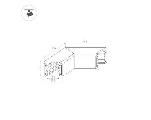 Коннектор угловой MAG-ORIENT-CON-2620-L90 (BK) 036020 Arlight