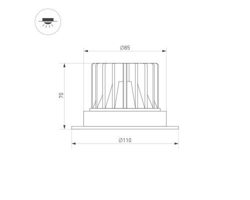 Светильник MS-ATLAS-TRIMLESS-R70-12W Warm3000 (BK, 32deg, 230V) 036105 Arlight