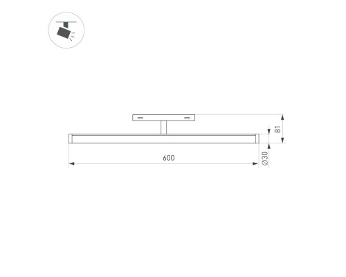 Светильник MAG-ORIENT-TUBE-TURN-L600-20W Warm3000 (BK, 180 deg, 48V) 036284 Arlight