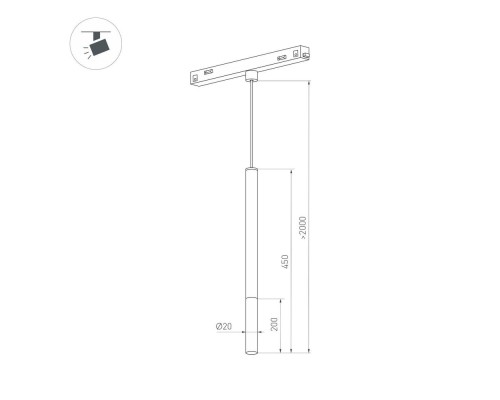 Светильник MAG-ORIENT-STICK-HANG-R20-6W Day4000 (BK, 180 deg, 48V) 036541 Arlight