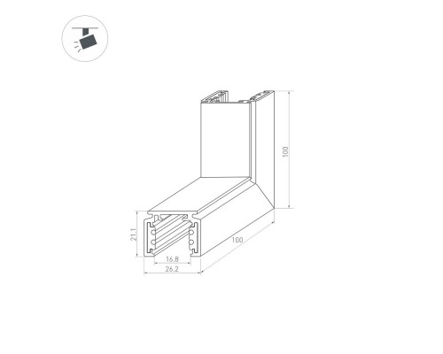 Коннектор угловой MAG-ORIENT-CON-2620-L90-EXT (WH, внешний) 037326 Arlight