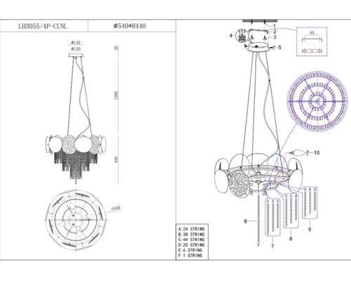 Подвесная люстра Tesiya LH3055/4P-CLNL Lumien Hall