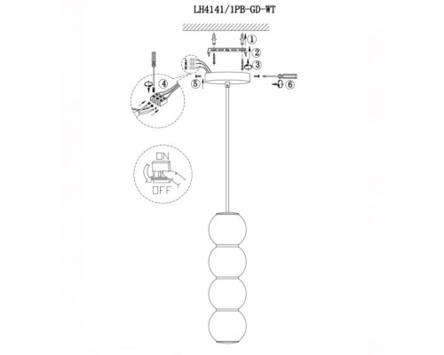 Подвесной светильник Elita LH4141/1PB-GD-WT Lumien Hall