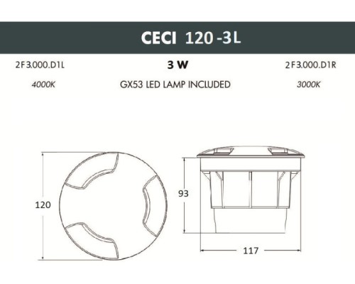 Встраиваемый светильник уличный CECI 2F3.000.000.LXG1L Fumagalli