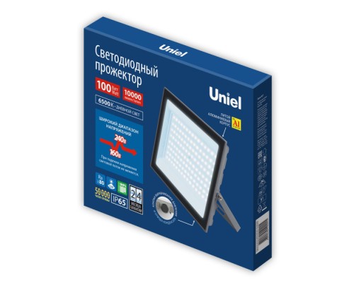 Прожектор уличный  ULF-F23-100W/6500K IP65 160-240V GREY Uniel