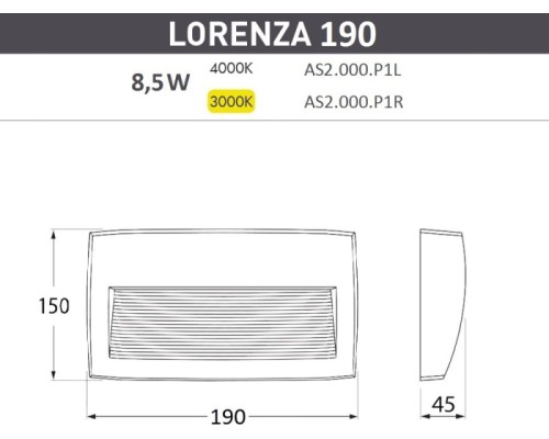 Подсветка для лестниц и ступеней Lorenza AS2.000.000.BXK1L Fumagalli