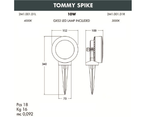 Грунтовый светильник Tommy 2M1.001.000.LXD1L Fumagalli