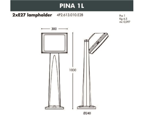 Наземный светильник Guizeppe 4P2.613.010.LYF1R Fumagalli