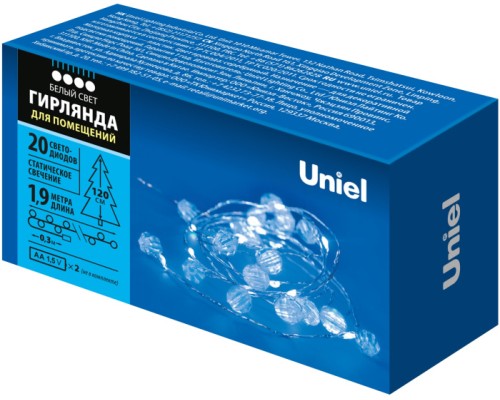 Гирлянда ULD ULD-S1900-020/STB/2AA WHITE IP20 BEADS MINI Uniel