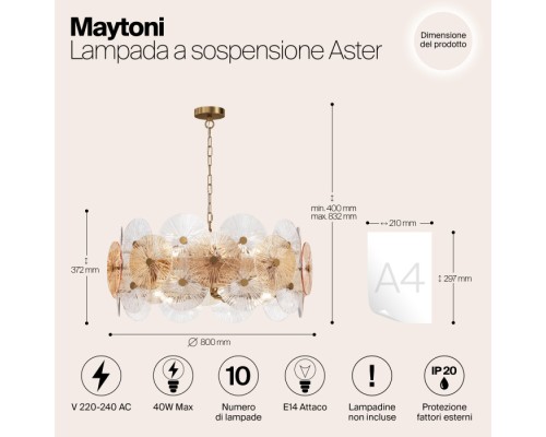 Подвесная люстра Aster MOD007PL-10G Maytoni