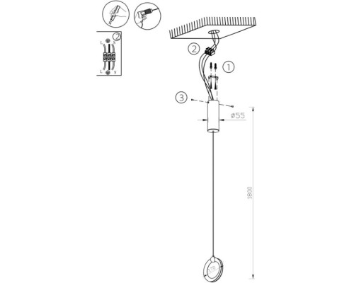 Подвесной светильник Livin LH8028/1P-BK-PBK-SGD Lumien Hall