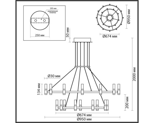 Подвесная люстра Candel 5009/98L Odeon Light