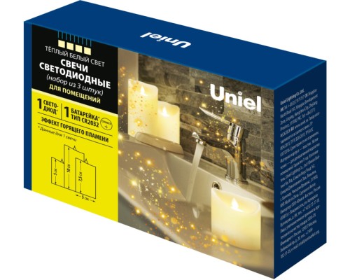 Декоративная свеча  ULD-F060 WARM WHITE CANDLE SET3 Uniel