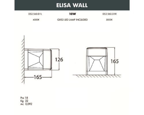 Настенный светильник уличный Elisa DS2.560.000.WXD1L Fumagalli