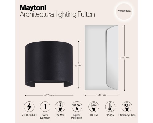 Настенный светильник уличный Fulton O573WL-L6B Maytoni