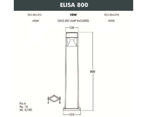 Наземный светильник Elisa DS2.564.000.AXD1L Fumagalli
