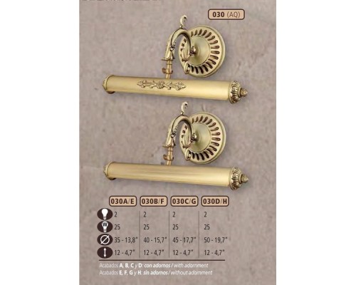 Подсветка для картин 030A 030A/2 AQ WITH ADORNMENTS Riperlamp