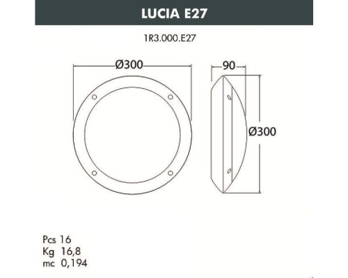 Настенный светильник уличный Lucia 1R3.000.000.AYE27CL1 Fumagalli