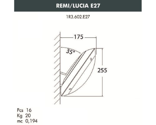 Настенный светильник уличный Lucia 1R3.602.000.WYE27 Fumagalli