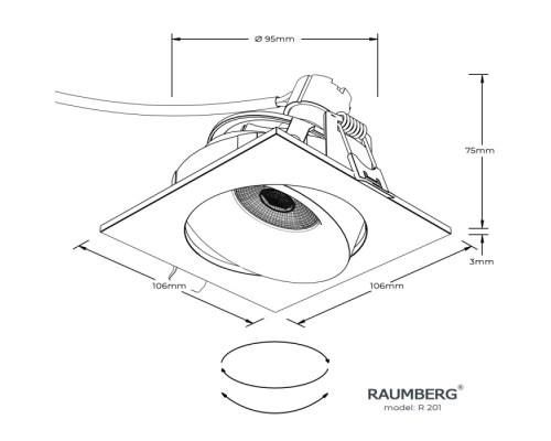 Точечный светильник  R201Wh Raumberg