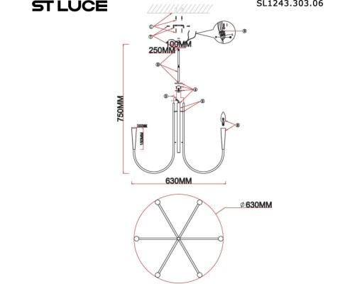 Потолочная люстра Dutchess SL1243.303.06 ST Luce