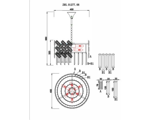Подвесная люстра Dia ZRS.01277.06 Zortes