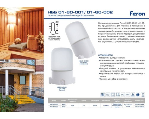 Настенный светильник уличный  41406 Feron
