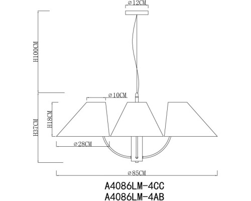 Подвесная люстра Rondo A4086LM-4CC Arte Lamp