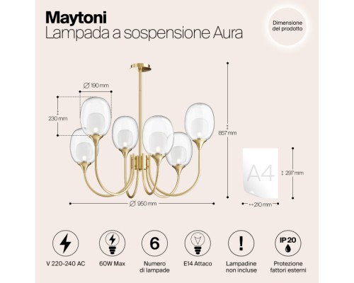 Потолочная люстра Aura MOD016PL-06BS Maytoni