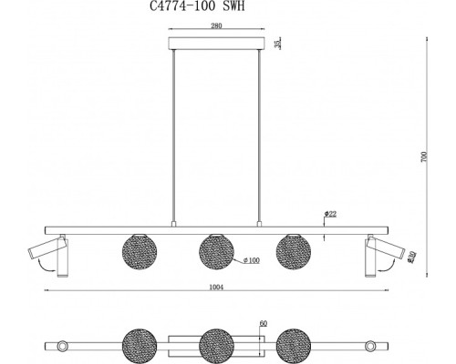 Подвесной светильник Telescope C4774-100 SWH iLedex
