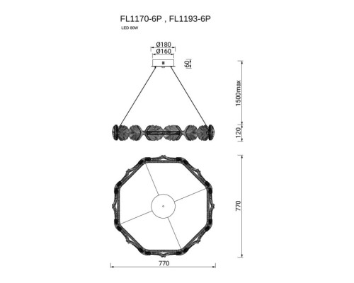 Подвесной светильник Pianta FL1170-6P Fluorite