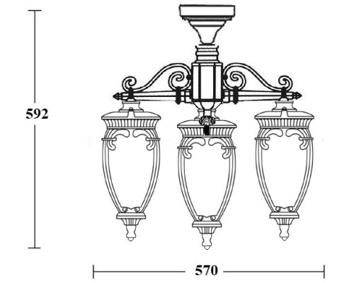 Потолочный светильник уличный VERONA 86270A/3 02 Bl Oasis Light