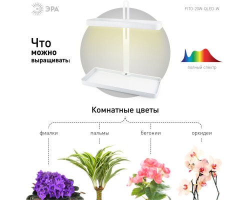 Светильник для растений  FITO-20W-QLED-W ЭРА