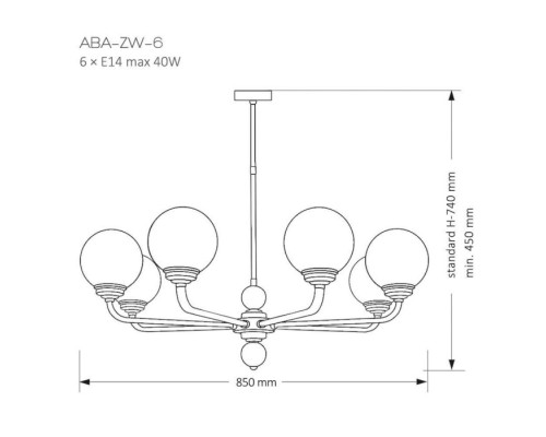 Потолочная люстра ABANO ABA-ZW-6(N) Kutek Mood