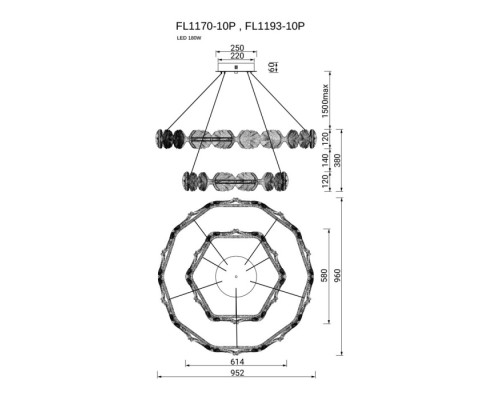 Подвесной светильник Pianta FL1170-10P Fluorite