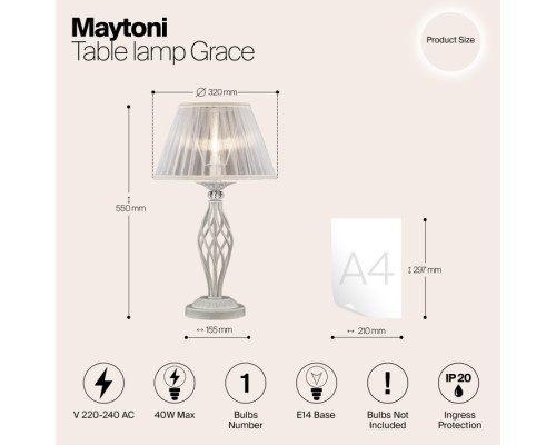 Интерьерная настольная лампа Grace ARM247-00-G Maytoni