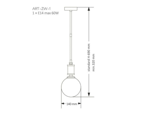 Подвесной светильник ARTU GLASS ART-ZW-1(N)G Kutek Mood