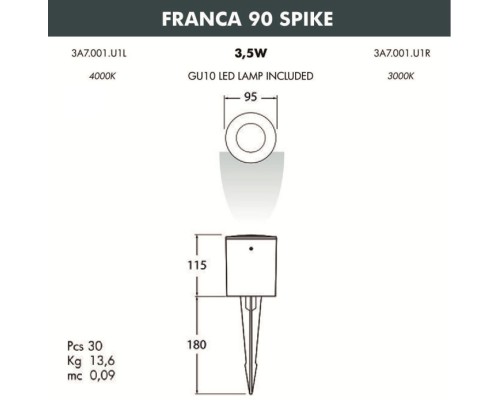 Грунтовый светильник Franca 90 3A7.001.000.WXU1L Fumagalli