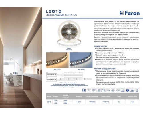 Светодиодная лента  41279 Feron