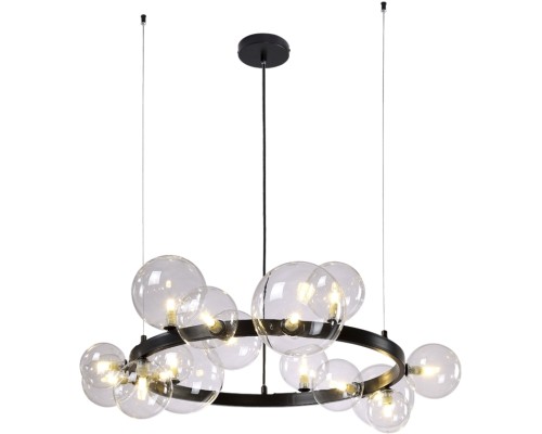 Подвесная люстра AGATA AGATA SP15 V2 BLACK/TRANSPARENTE Crystal Lux