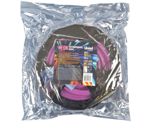 Светодиодная лента Neon ULS-N11-2835-120LED/m-8mm-IP67-DC24V-10W/m-15M-PINK катушка в герметичной упаковке Uniel