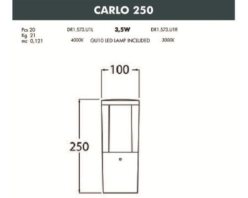 Наземный светильник Carlo DR1.573.000.WXU1L Fumagalli