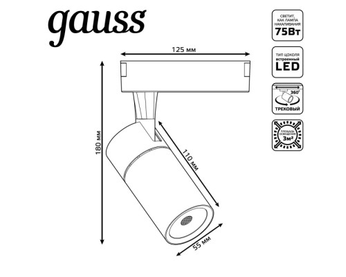 Трековый светильник  TR060 Gauss